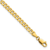 14K 7 inch 3.9mm Flat Beveled Curb with Lobster Clasp Bracelet