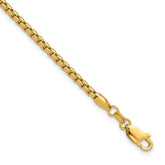 14K 8 inch 2.45mm Semi-Solid Round Box with Lobster Clasp Bracelet