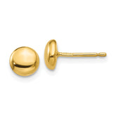 14k 6mm Polished Puffed Round Button Post Earrings