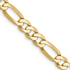 14K 22 inch 5.25mm Flat Figaro with Lobster Clasp Chain