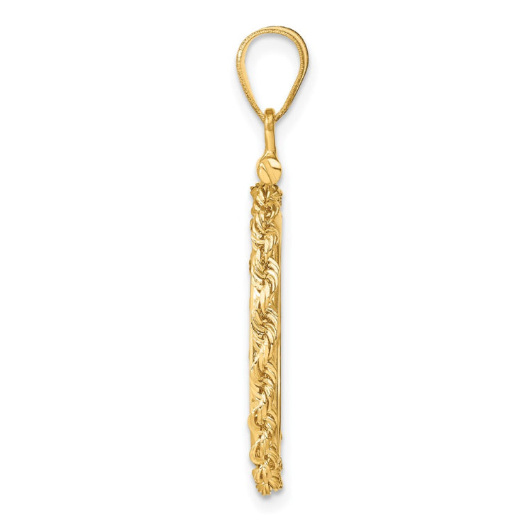 Wideband Distinguished Coin Jewelry 14k Polished Rope 18.0mm x 1.35mm Screw Top Coin Bezel Pendant