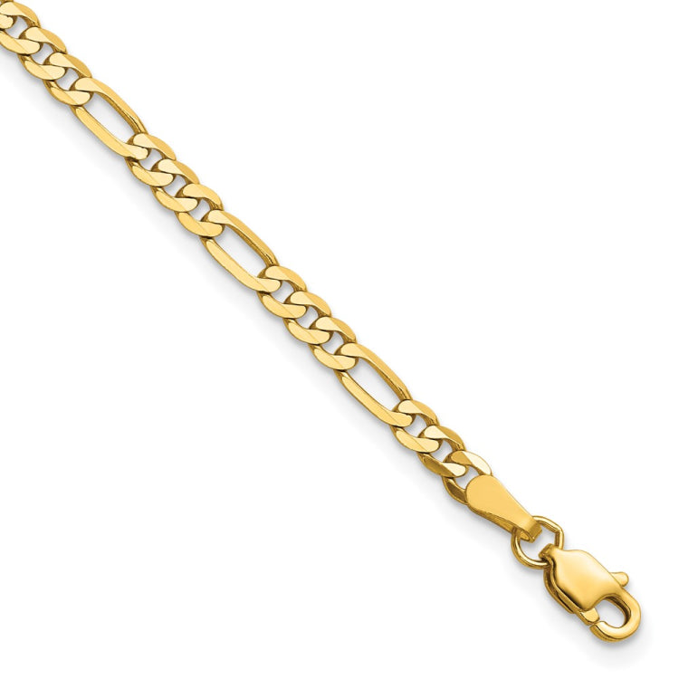 14K 7 inch 3mm Flat Figaro with Lobster Clasp Bracelet