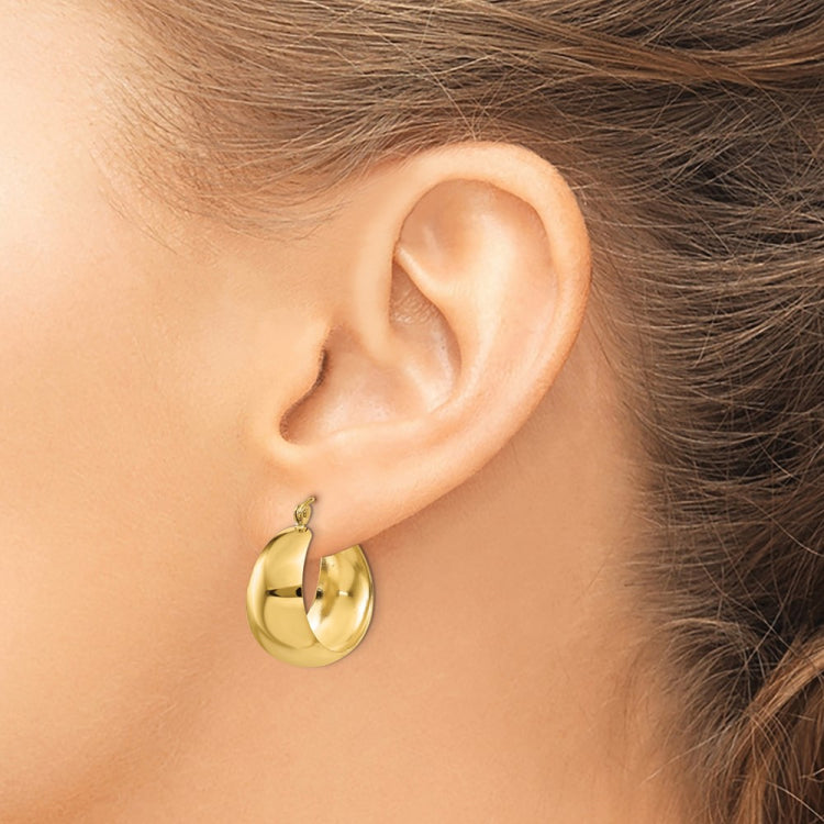 14k 10.5x23mm Polished Tapered Hoop Earrings