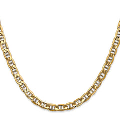 14K 24 inch 5.5mm Semi-Solid Anchor with Lobster Clasp Chain