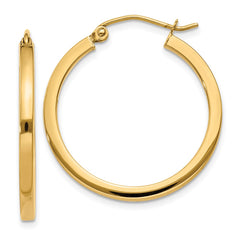 14k 2x25mm Square Tube Hoop Earrings