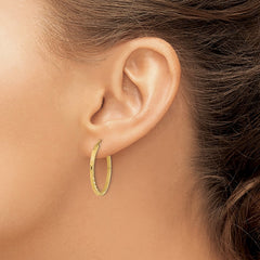 14k 1.35x25mm Diamond-cut Square-Tube Endless Hoop Earrings