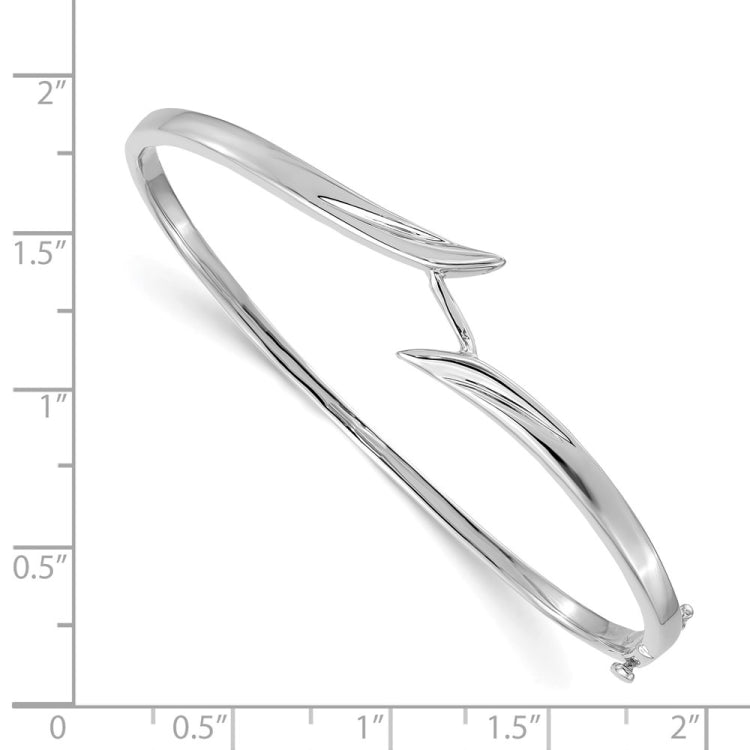 14k White Gold Hinged Oval Bangle Bracelet Mounting