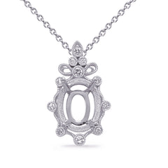 White Gold Diamond Pendant 6x4mm Oval