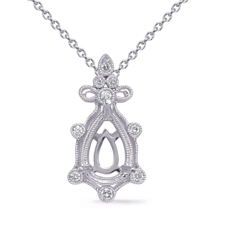 White Gold Diamond Pendant 7x5 Pearshape