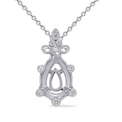 White Gold Diamond Pendant 7x5 Pearshape