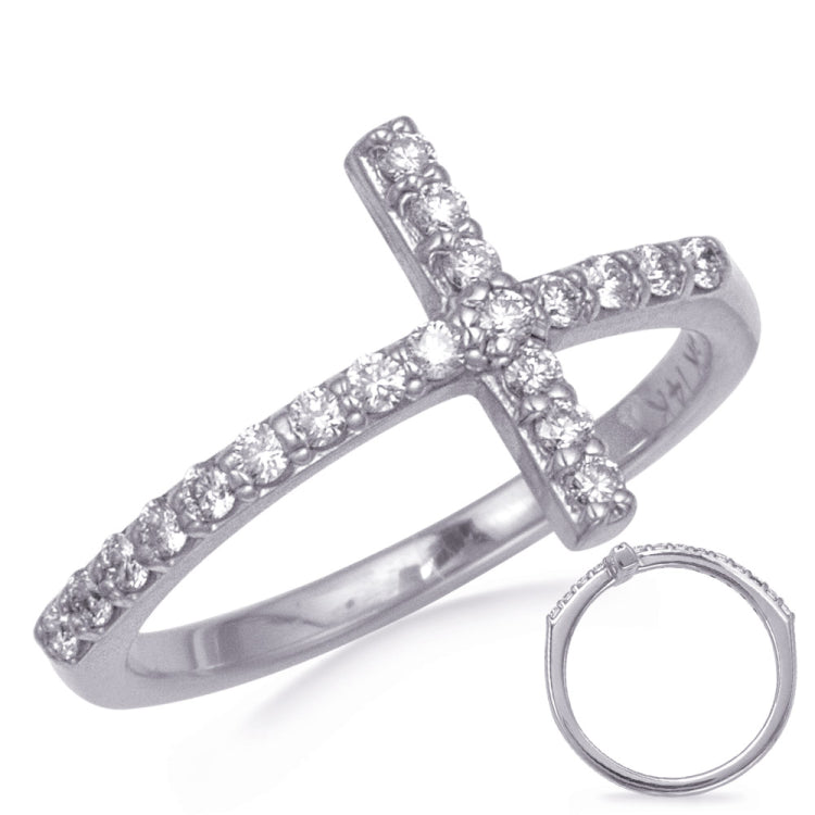 White Gold Cross Ring  2.0mm