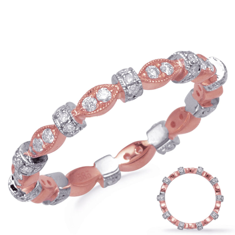14 KT Rounds Shape Rose & White Stackable Eternity Band