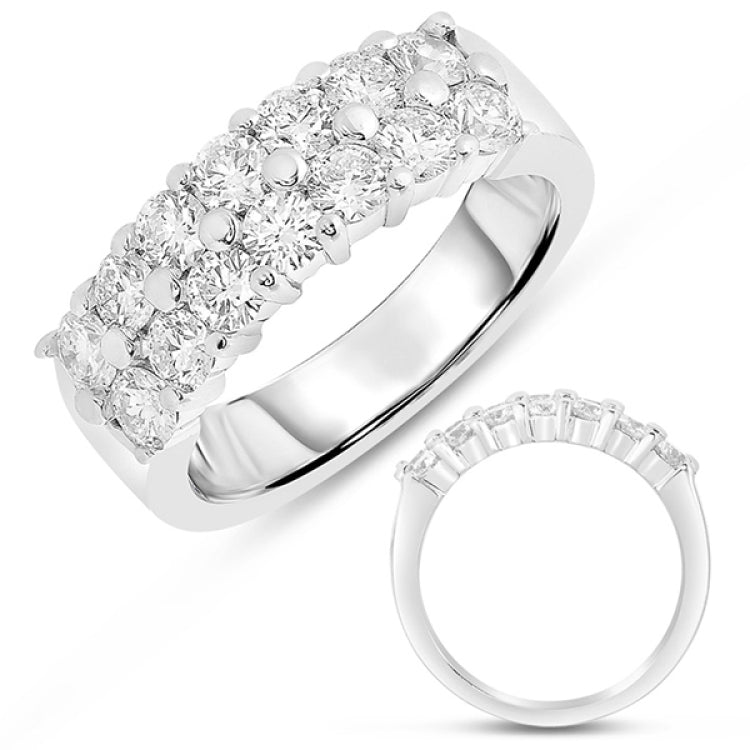 14 KT Rounds Shape White Gold Diamond Band Double Row