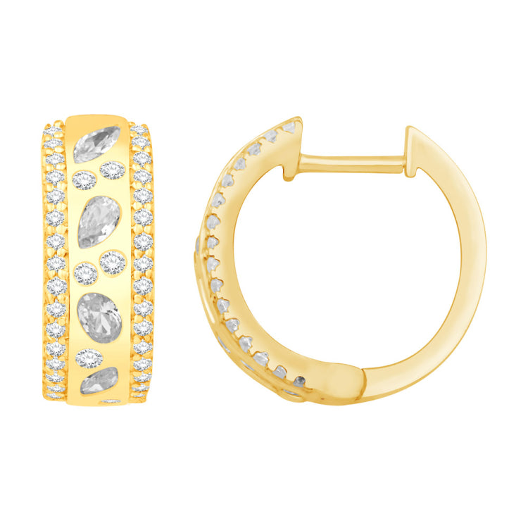 14 KT Marquise Shape Yellow Gold Diamond Earring
