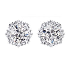 14 KT Rounds Shape White Gold Earring Jackets For .75ct Eac