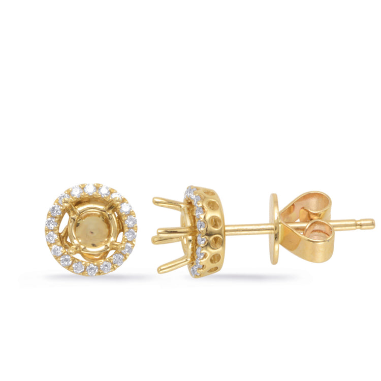 14 KT Rounds Shape Four Prong Earring Jackets For .50ct Tw
