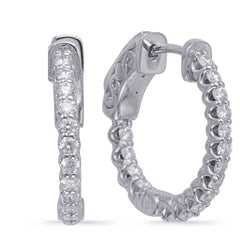 14 KT Rounds Shape White Gold .75 Inch Securehinge Hoops