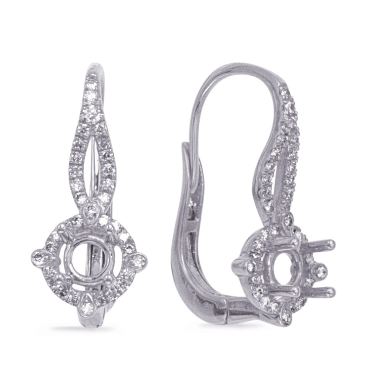14 KT Rounds Shape Hallo Earring Setting For .50ct Tw