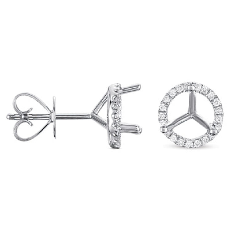 14 KT Rounds Shape Three Prong Earring Setting 2.00ct Tw