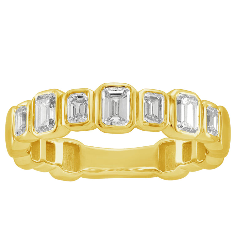 14 KT Emerald Cut Shape Yellow Gold Diamond Ring