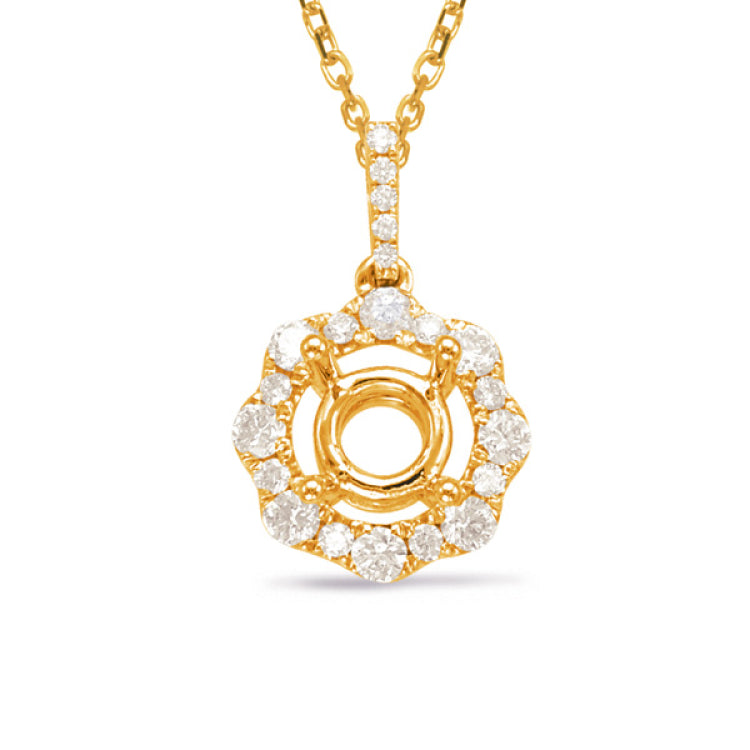 14 KT Rounds Shape Yellow Gold Diamond Pendant For .15ct