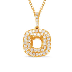 14 KT Rounds Shape Diamond Pendant 0.40ct Cushion Center