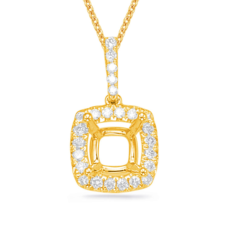 14 KT Rounds Shape Diamond Pendant For 4.1mm Cushion